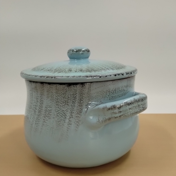 De Silva Terracotta Pottery Pot 6" x 7" Blue Cook Ware Casserole Soup Bean 48oz - Picture 5 of 13